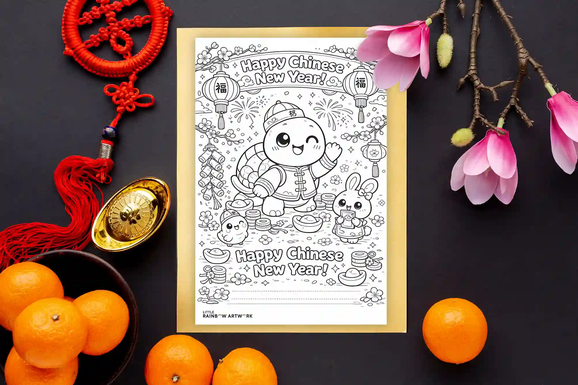 Chinese new year card-coloring printable