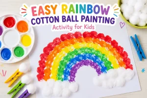 Easy Rainbow Cotton Ball Painting Activity for Kids