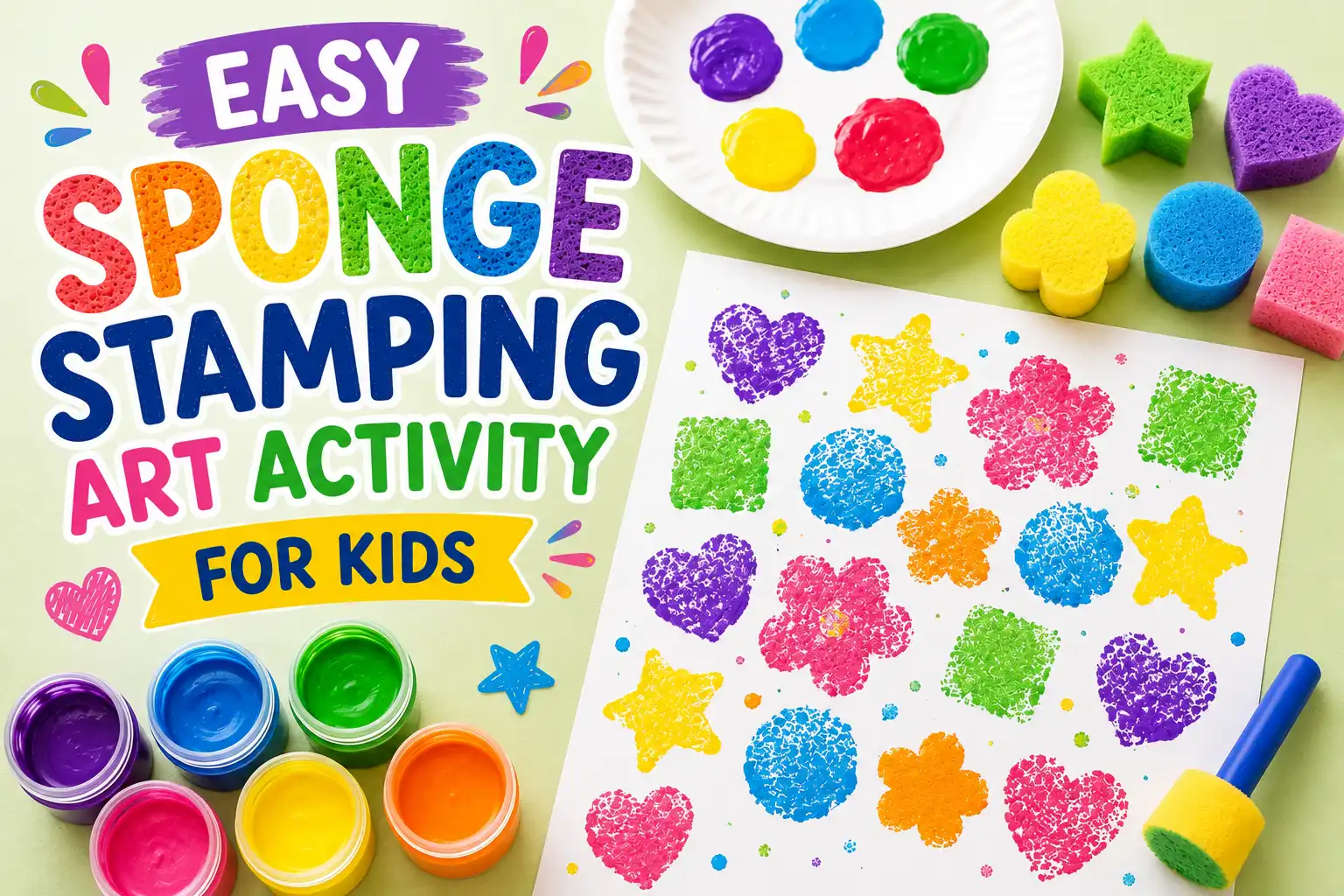 Easy Sponge Stamping Art Activity for Kids
