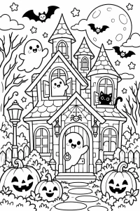 Kawaii Haunted House Halloween Scene